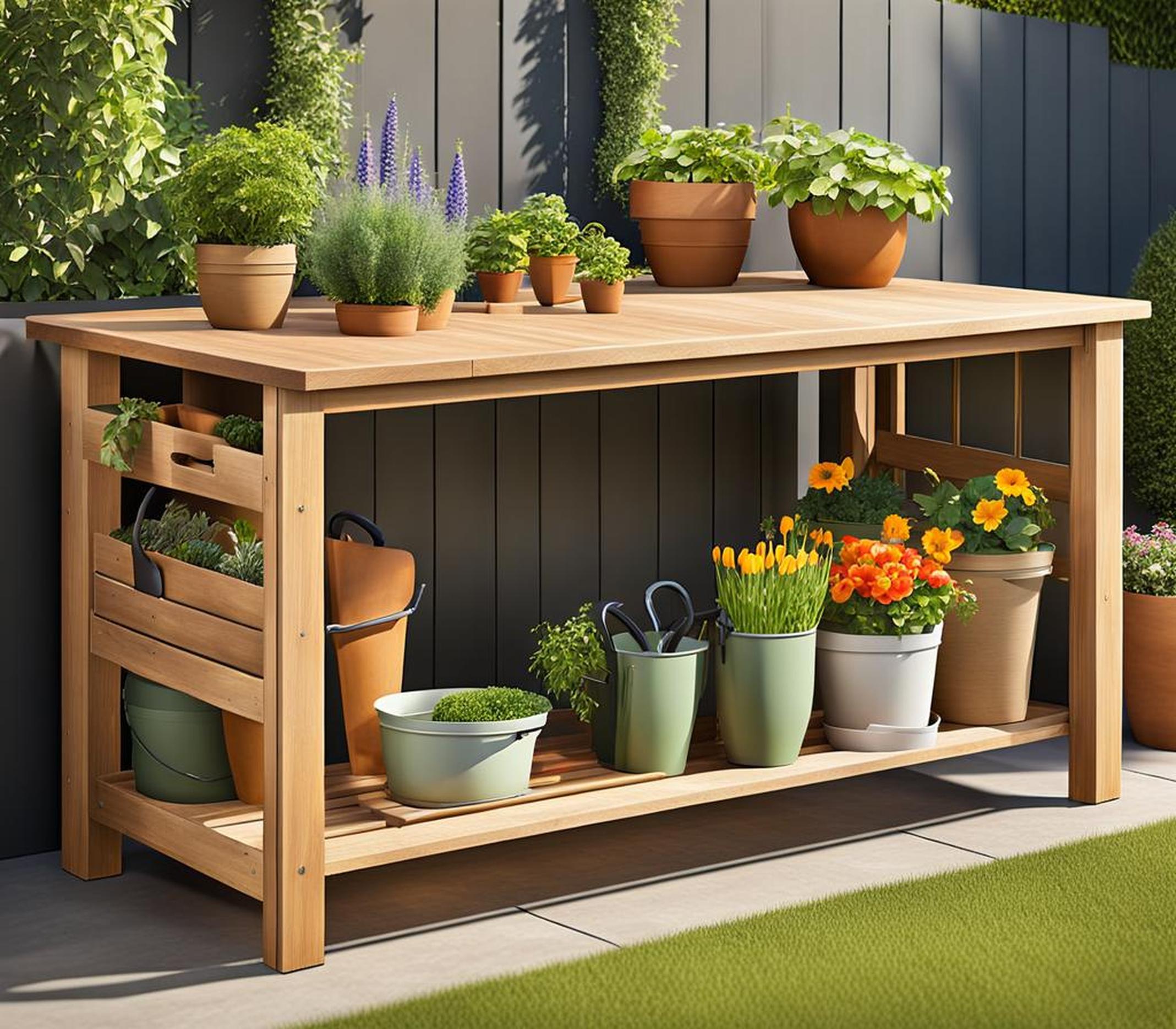 outdoor gardening table with storage