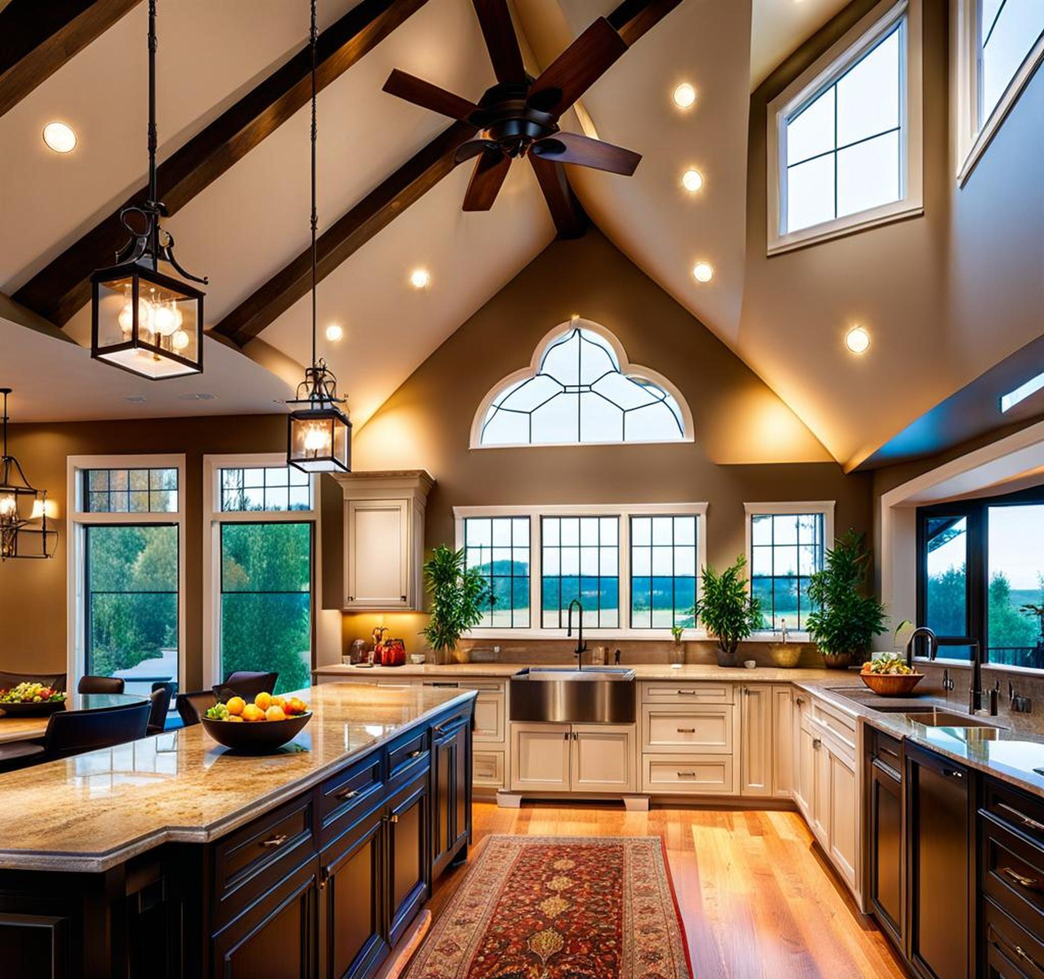 lighting in vaulted ceiling kitchen