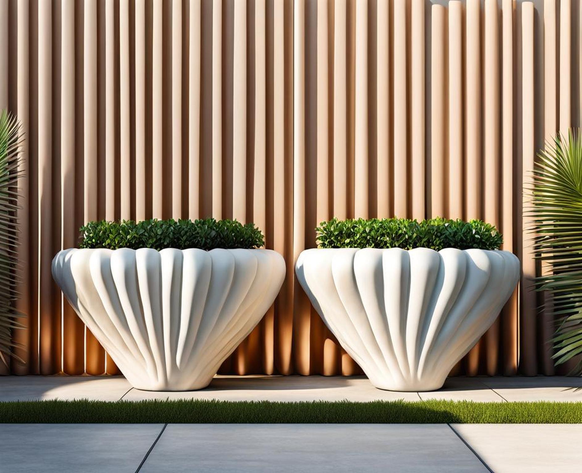 large outdoor seashell planter