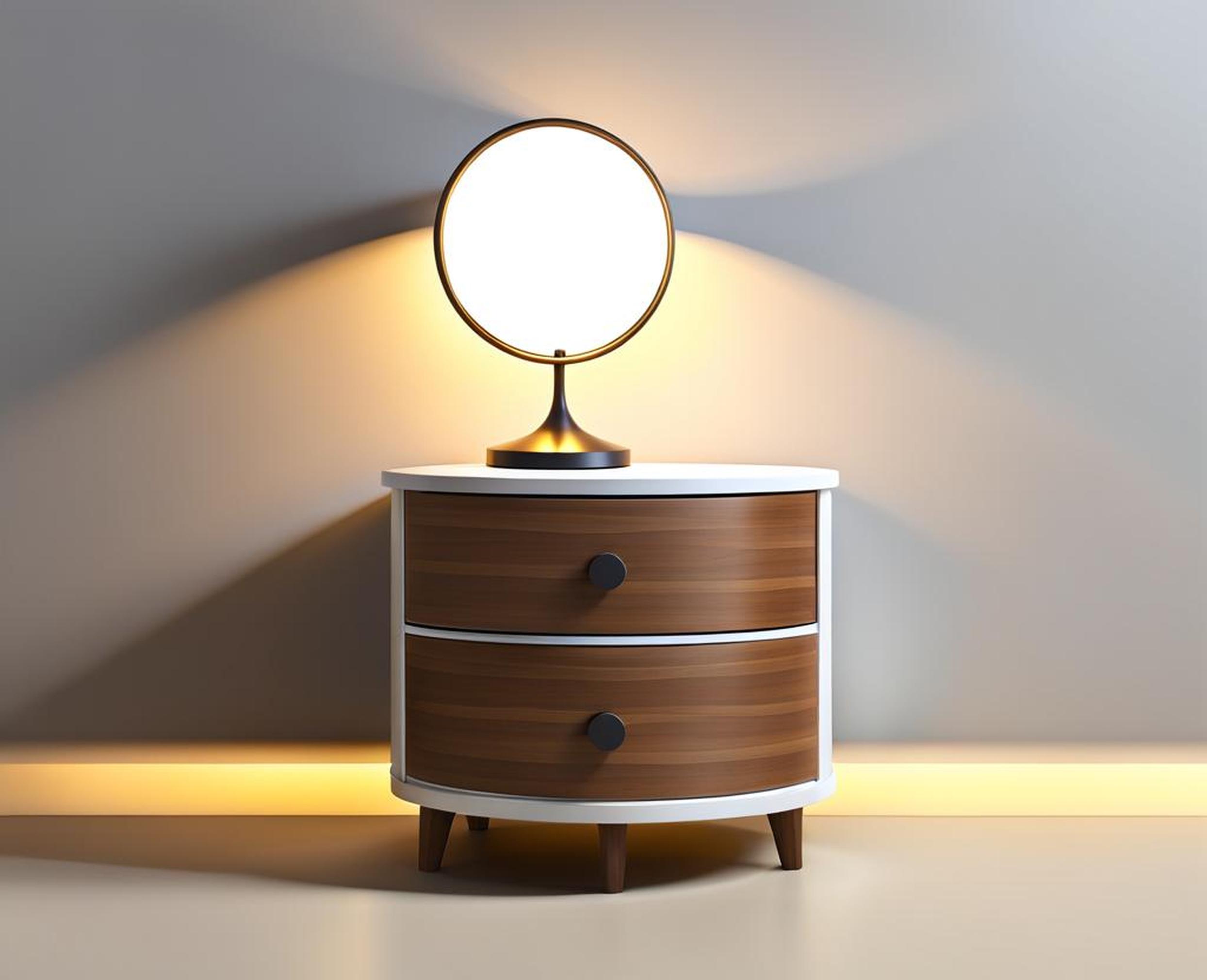 small round nightstand with drawer
