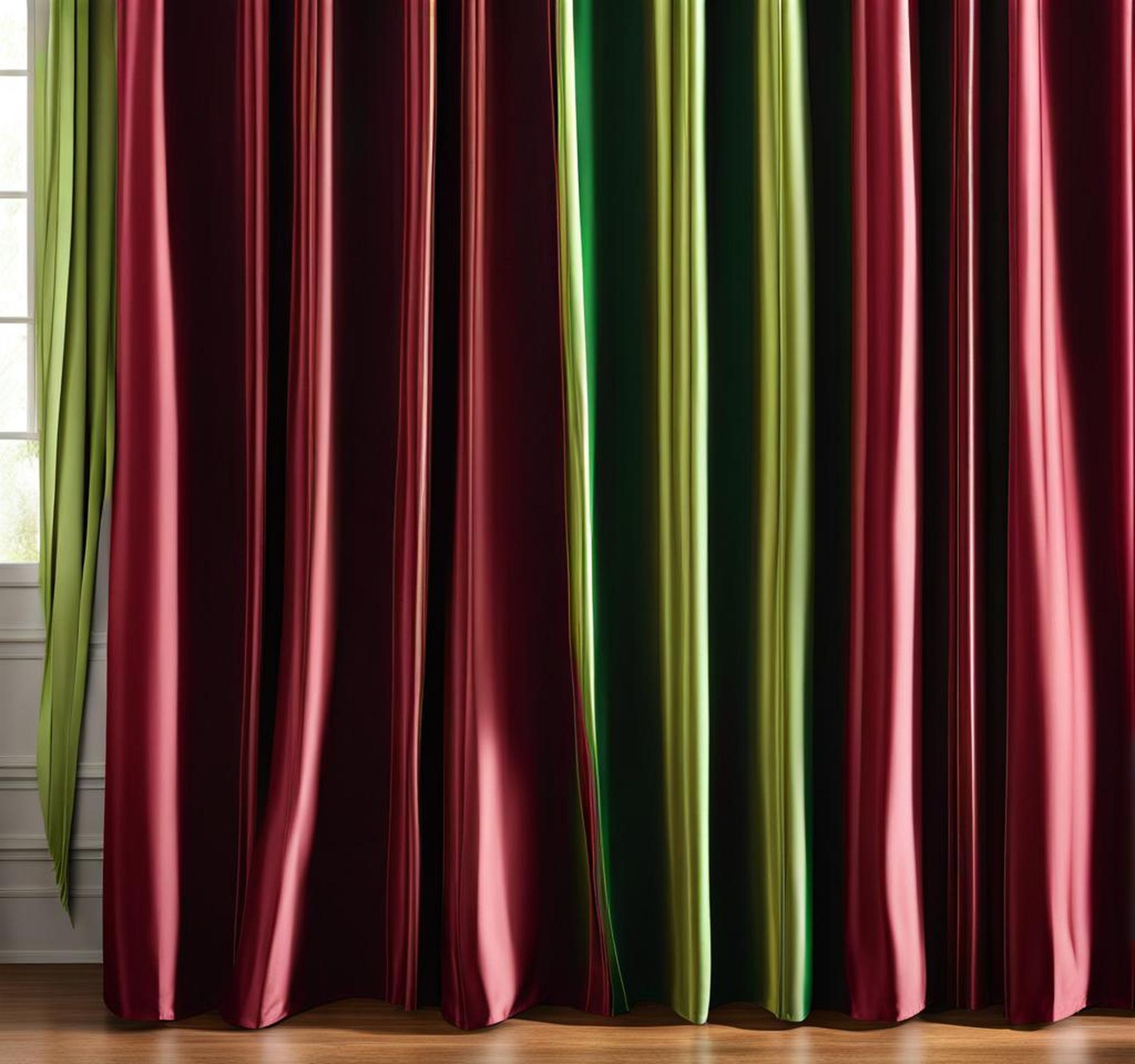 burgundy and green curtains