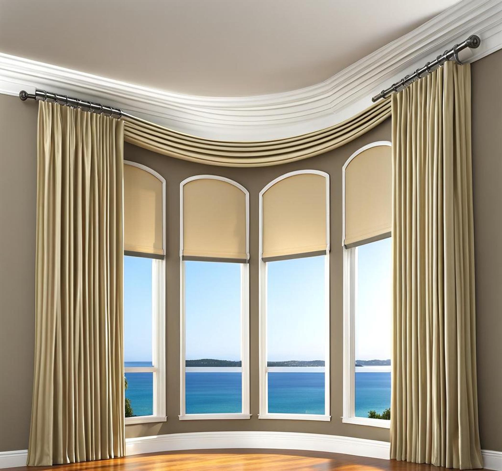 ceiling mount bay window curtain rod