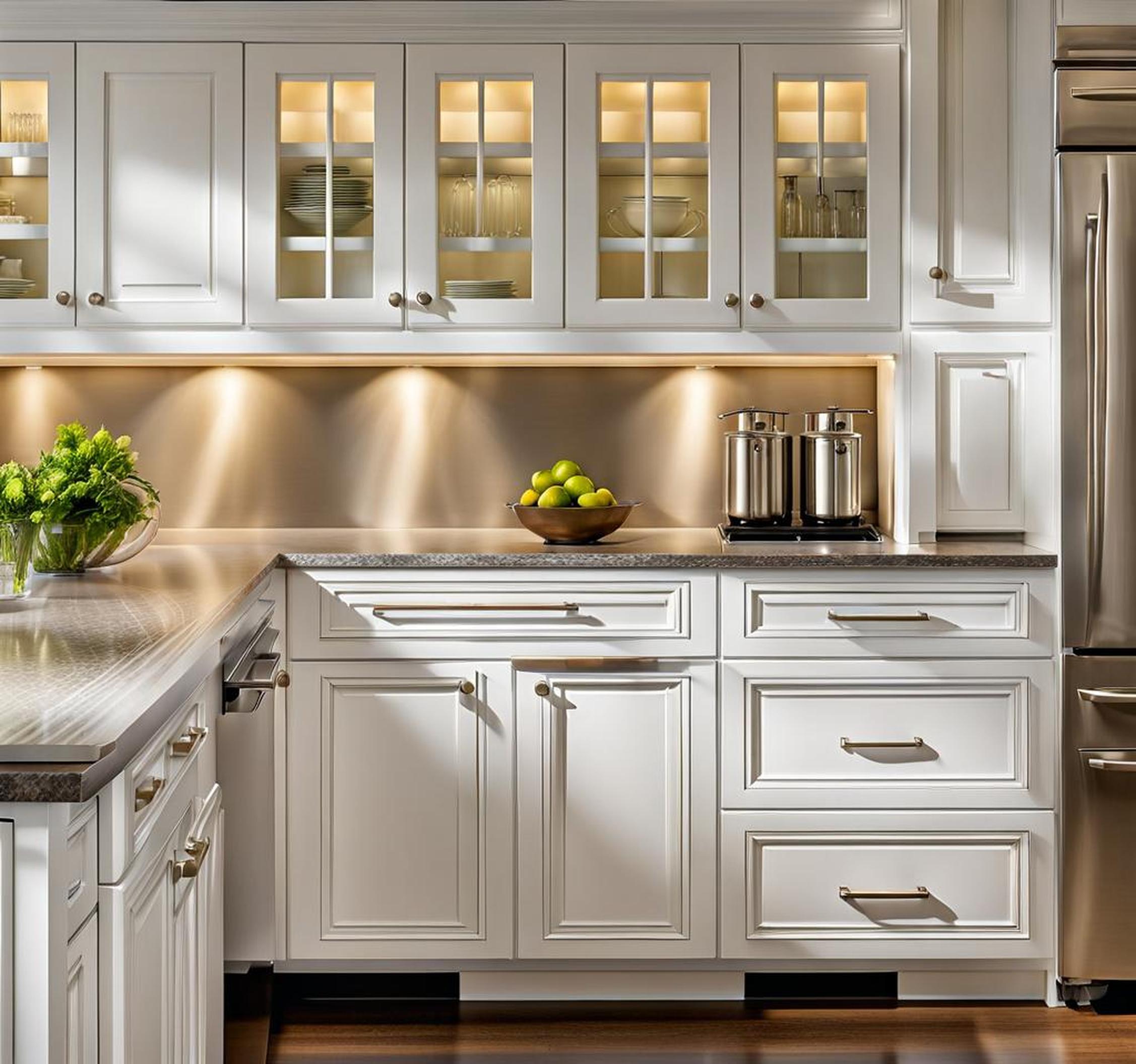 white cabinets with brushed nickel hardware