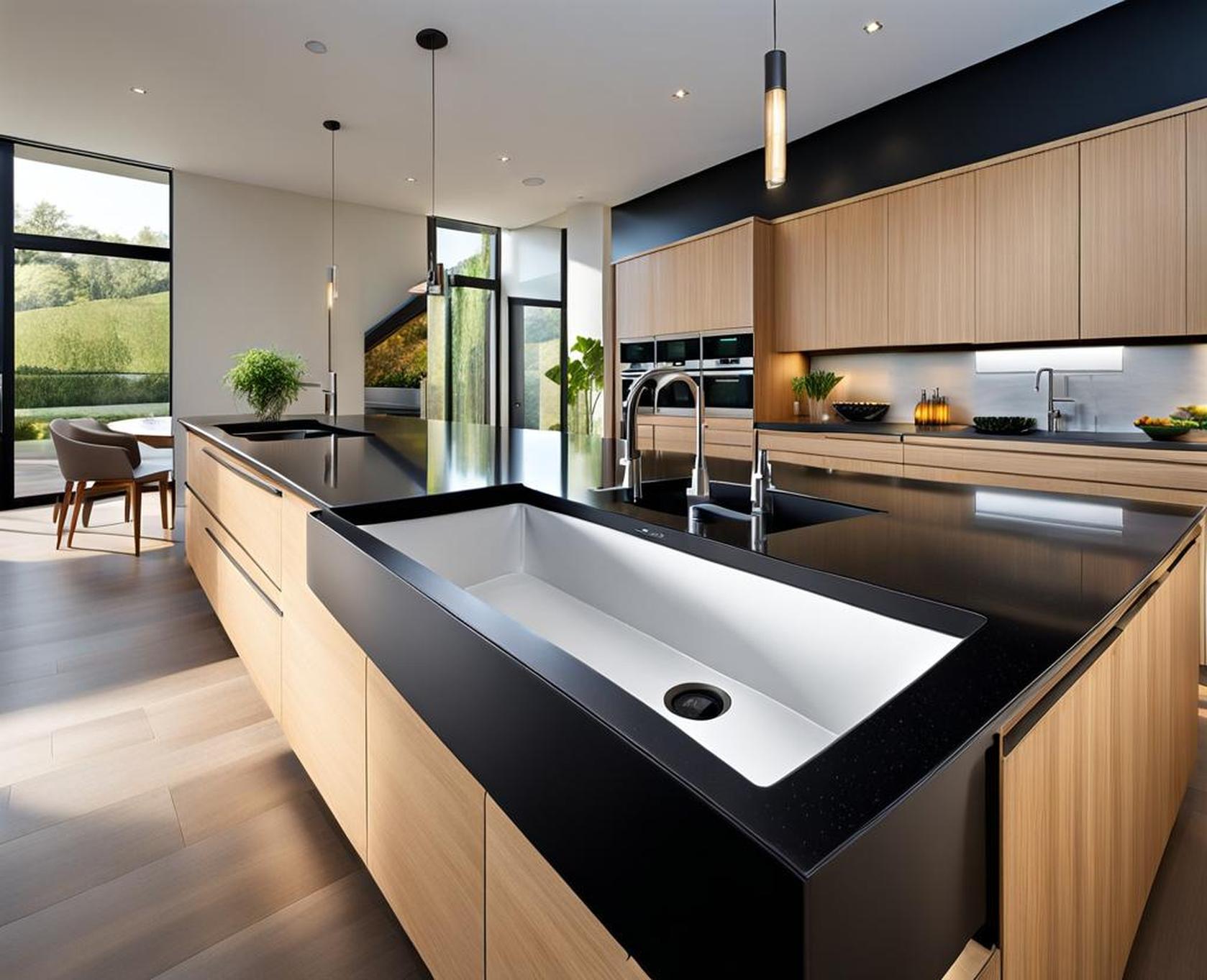 kitchens with black sinks