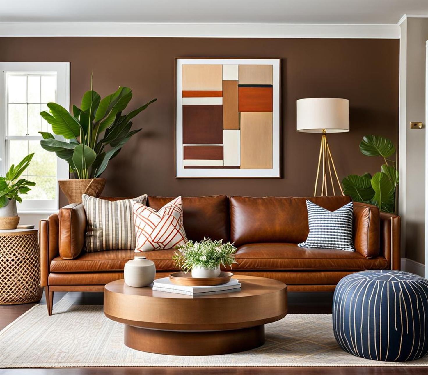 how to decorate a brown couch
