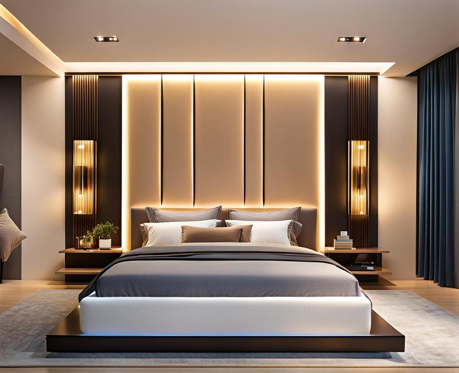 floating bed frame with led lights