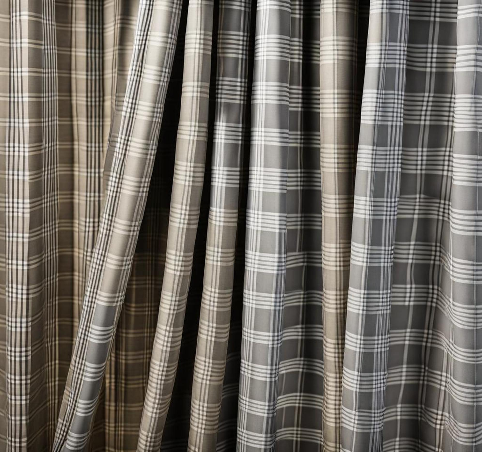 grey and white plaid curtains