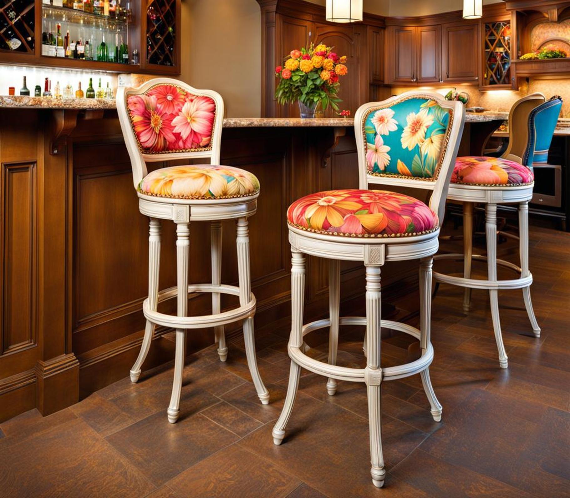 floral upholstered bar stools