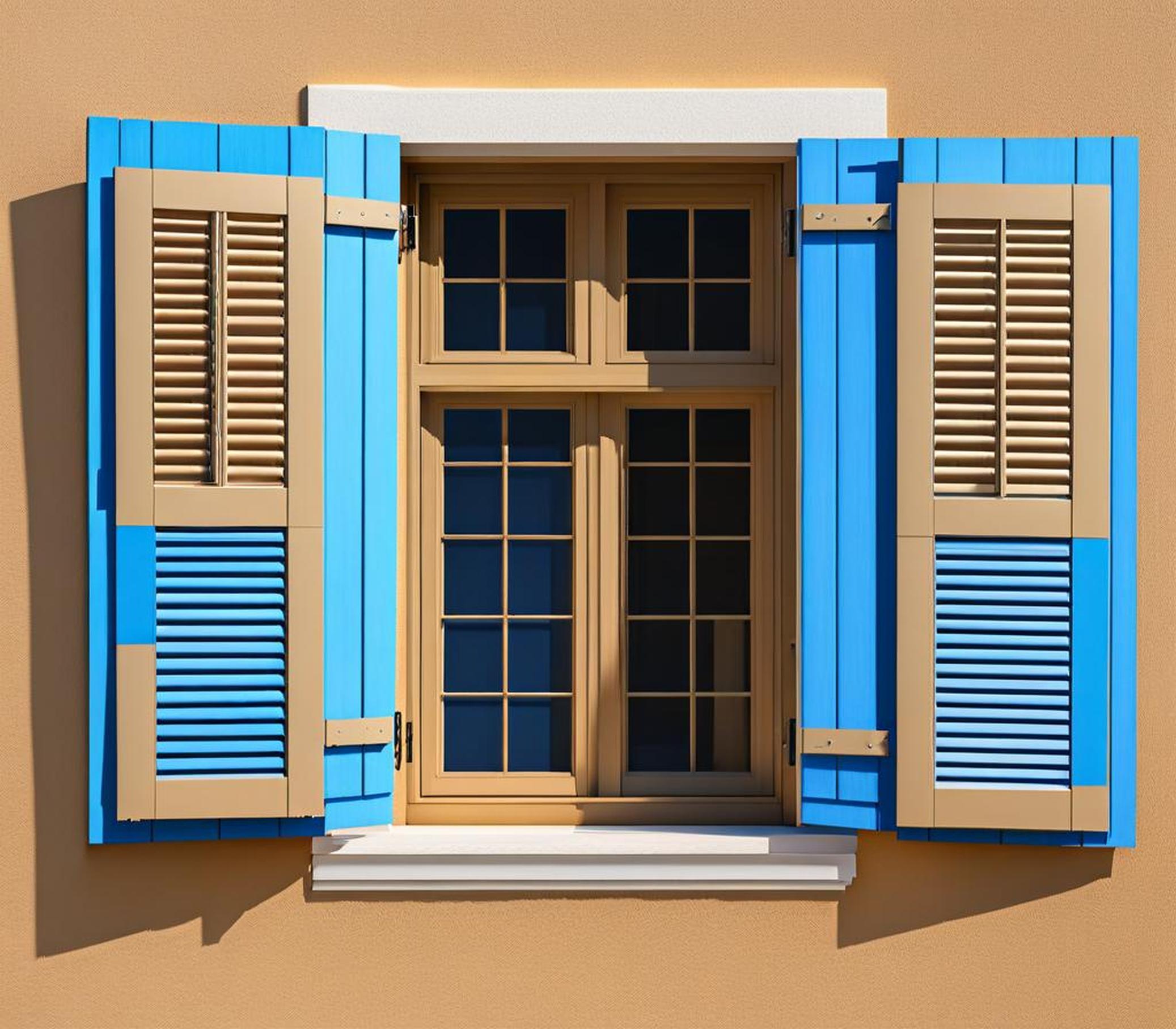 tan house blue shutters