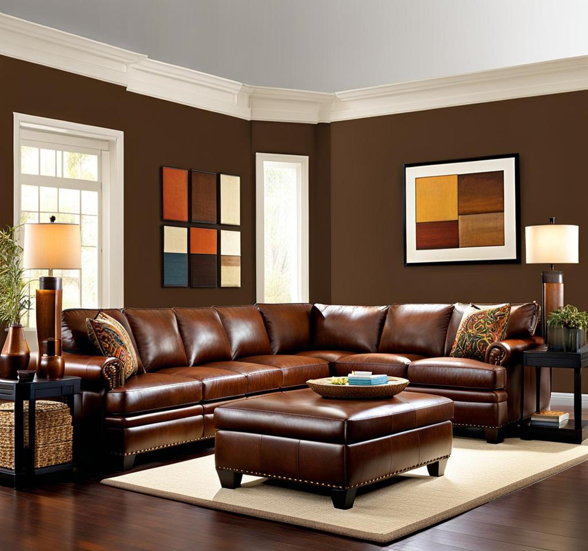 living room color schemes with brown leather furniture