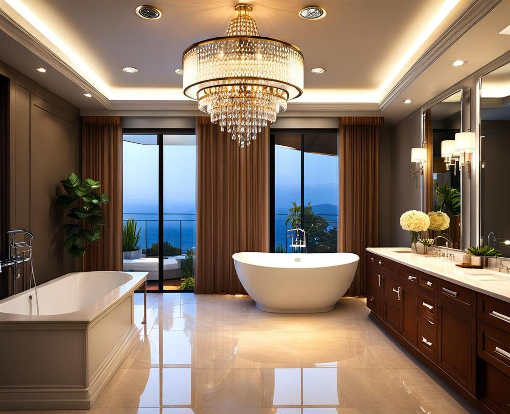 small bathrooms with chandeliers