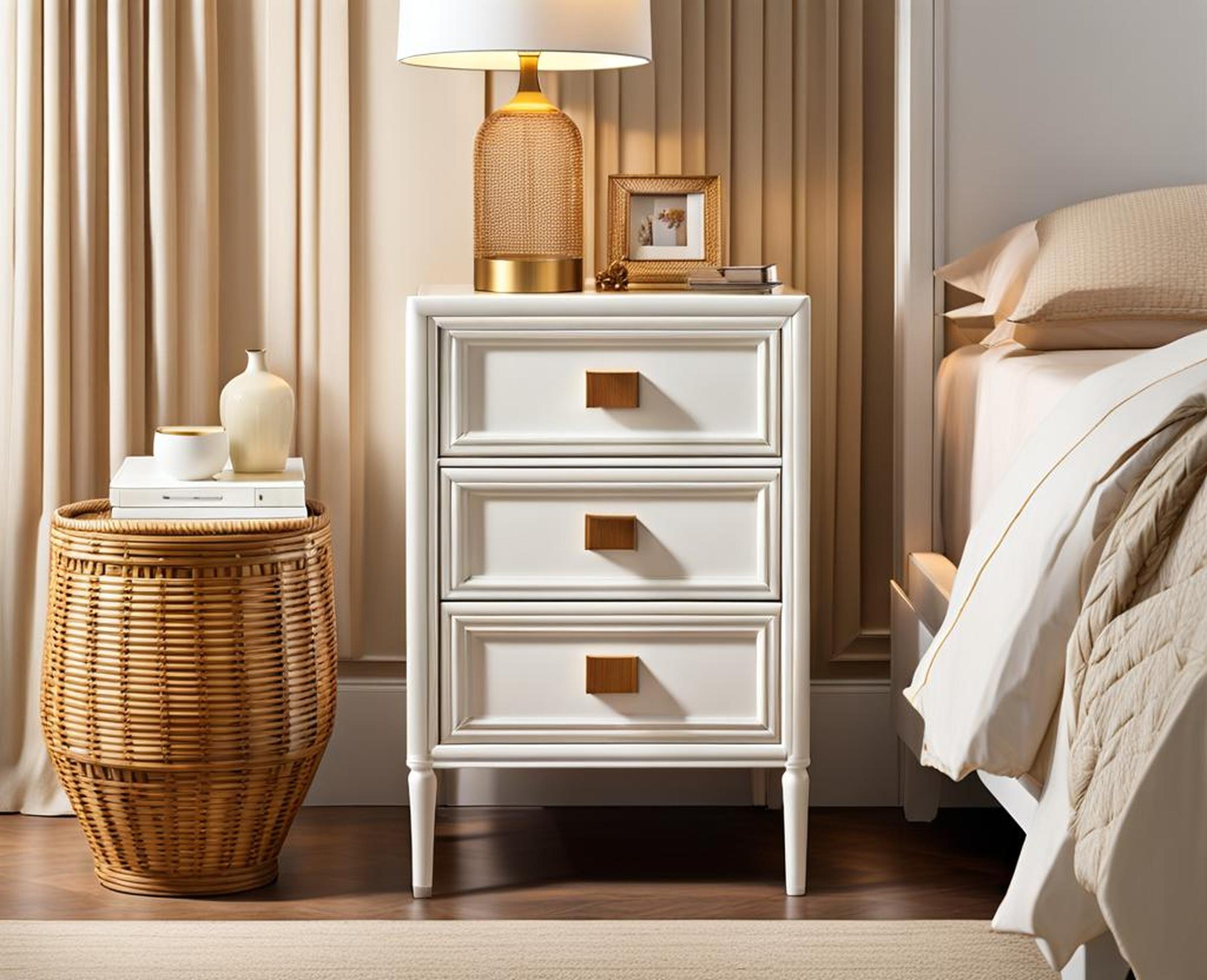 white and cane nightstands