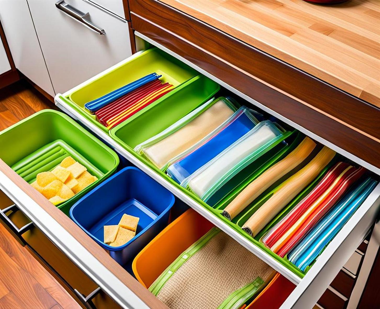 kitchen drawer organizer for ziploc bags