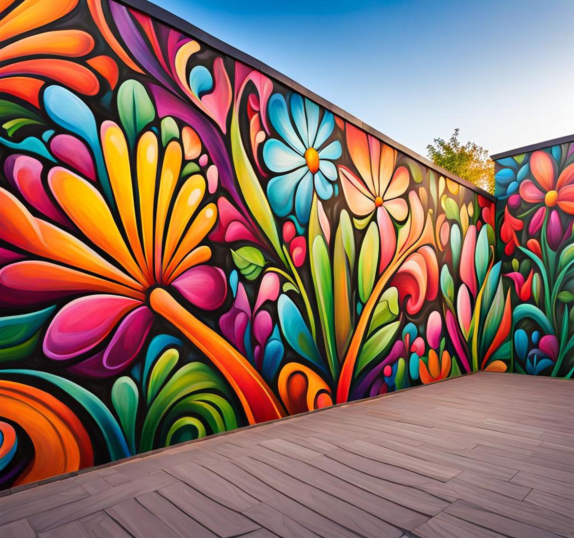 simple outdoor wall murals