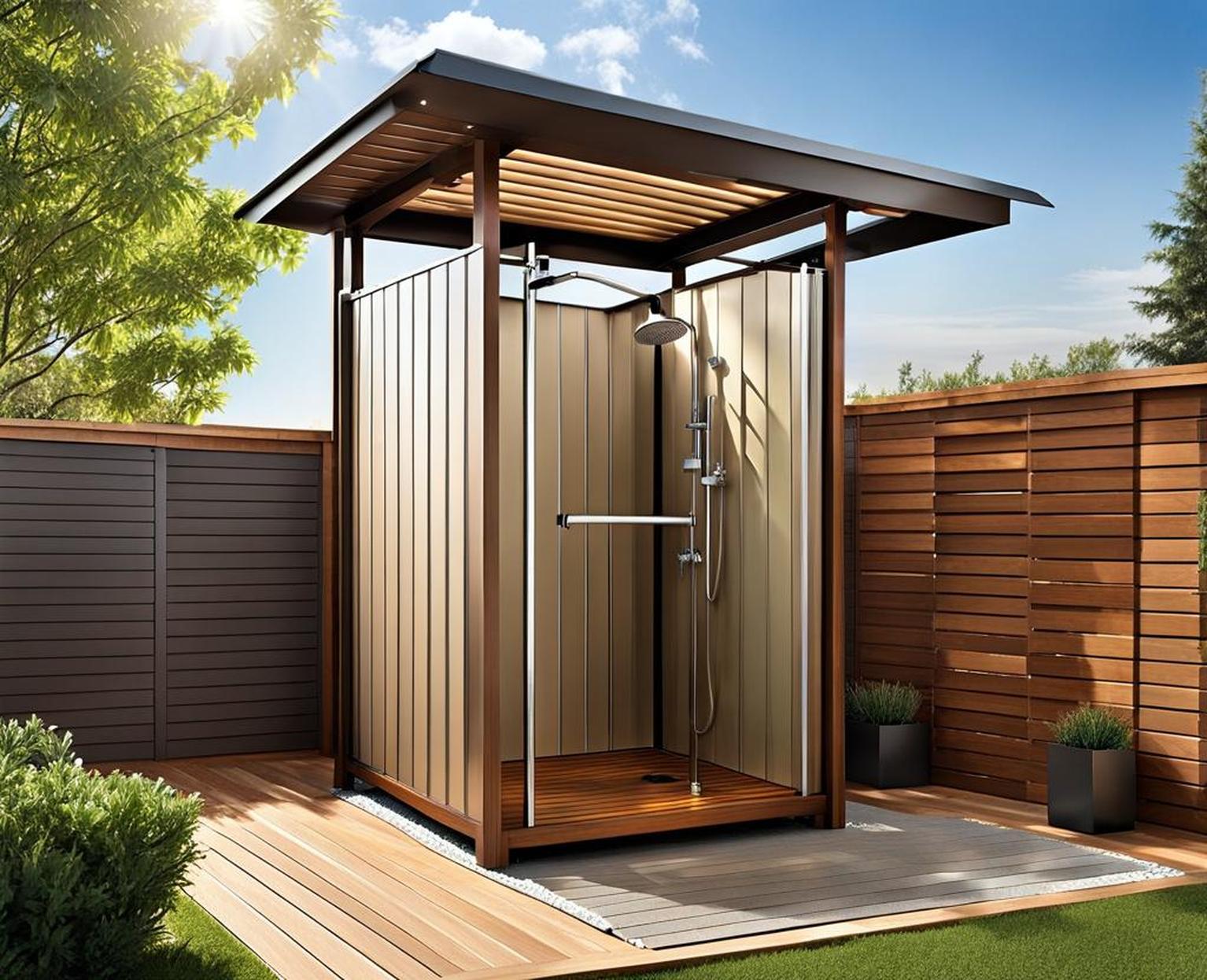 outdoor shower enclosure with roof