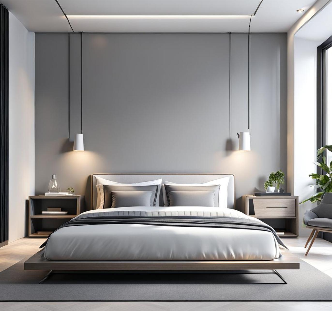 Relax and Unwind in a Gray and White Minimalist Bedroom