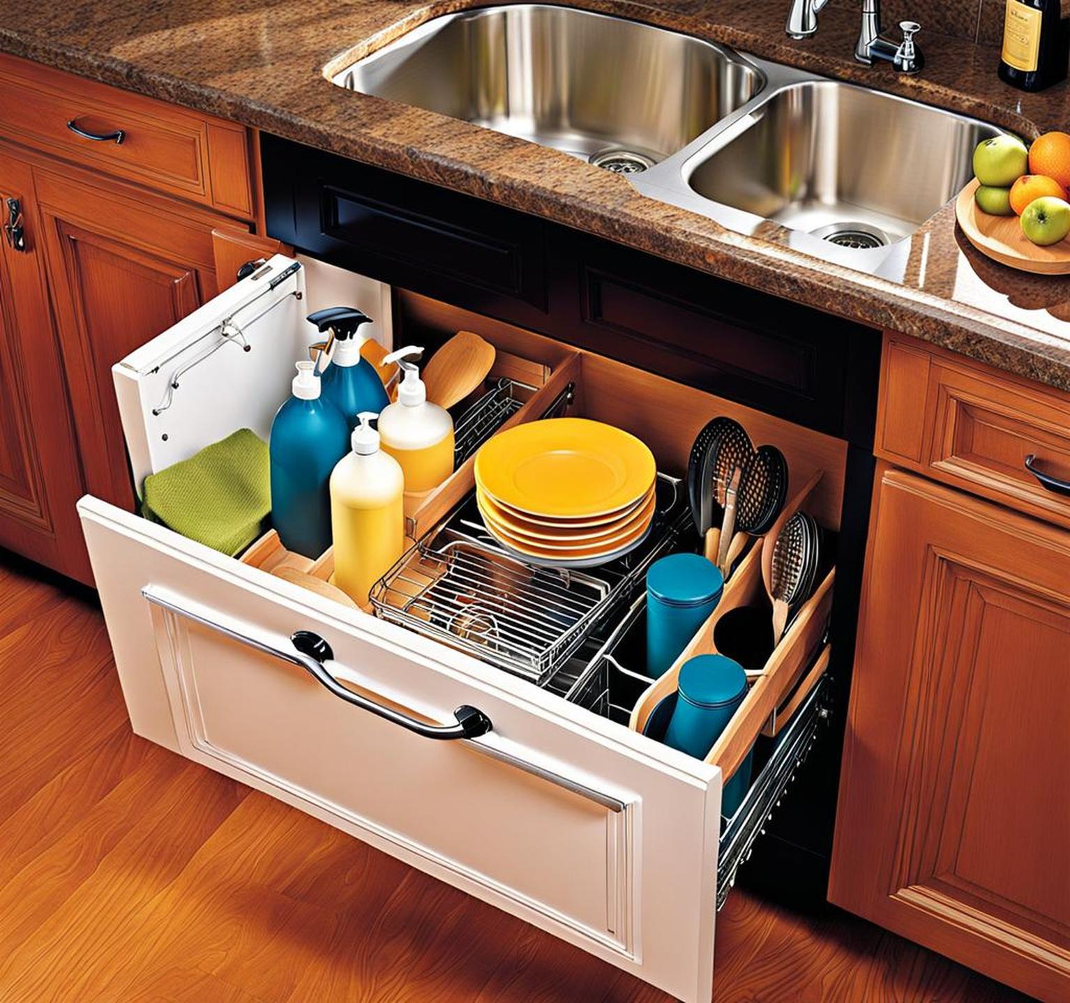 ideas for organizing under kitchen sink