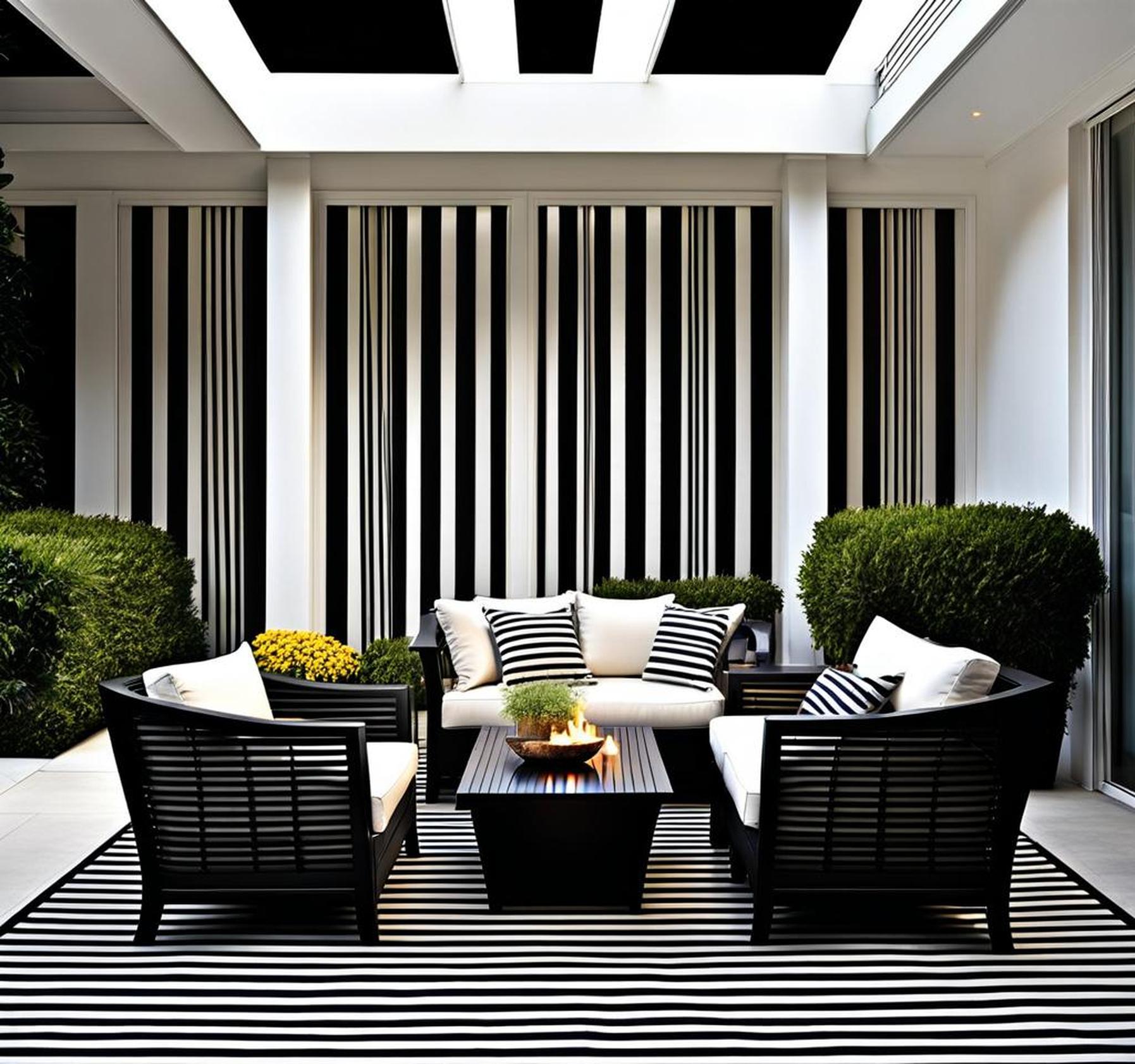 black and white striped patio furniture
