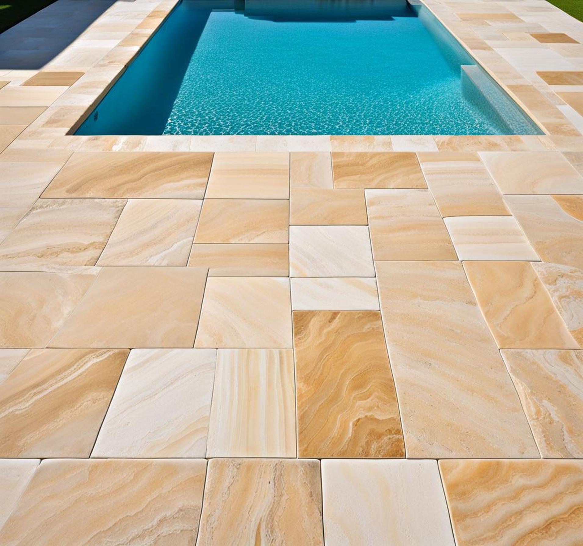 modern travertine pool deck