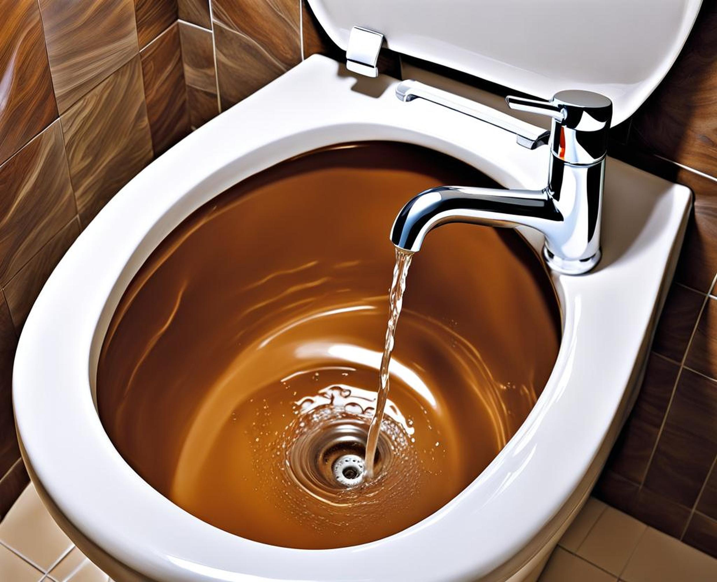 brown water coming out of faucet and toilet