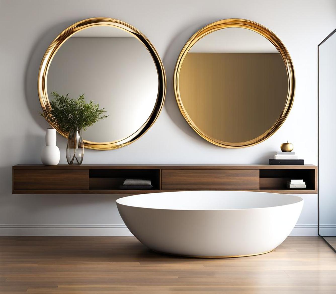 3 round mirrors on wall