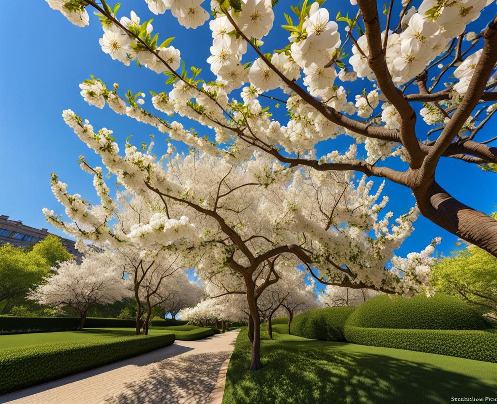 flowering trees with white blossoms