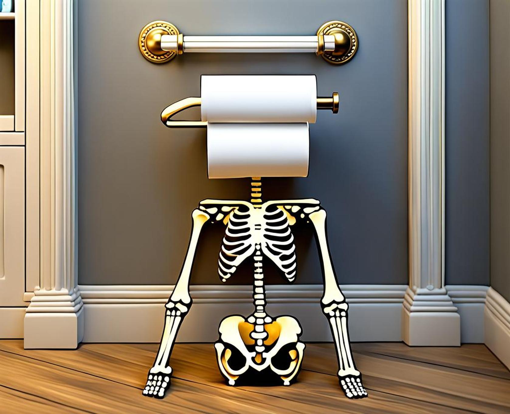 standing skeleton toilet paper holder