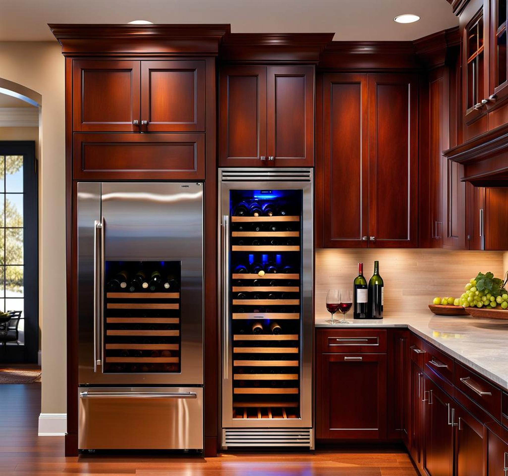 kitchen cabinet with wine fridge
