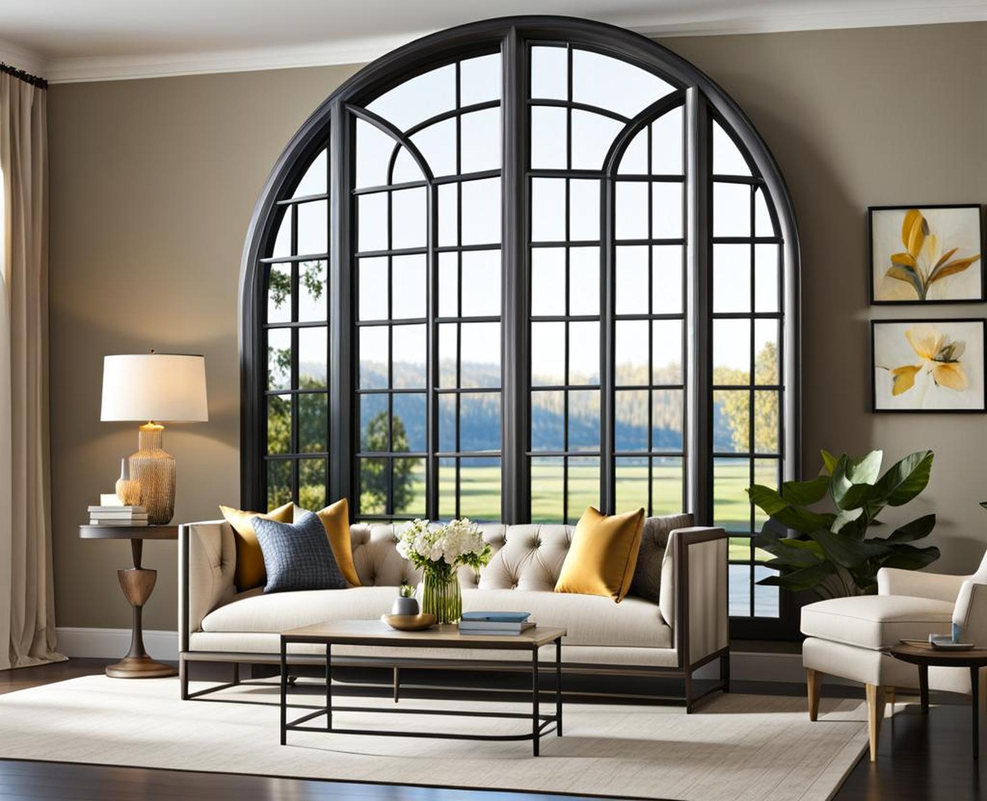 large arched window pane mirror