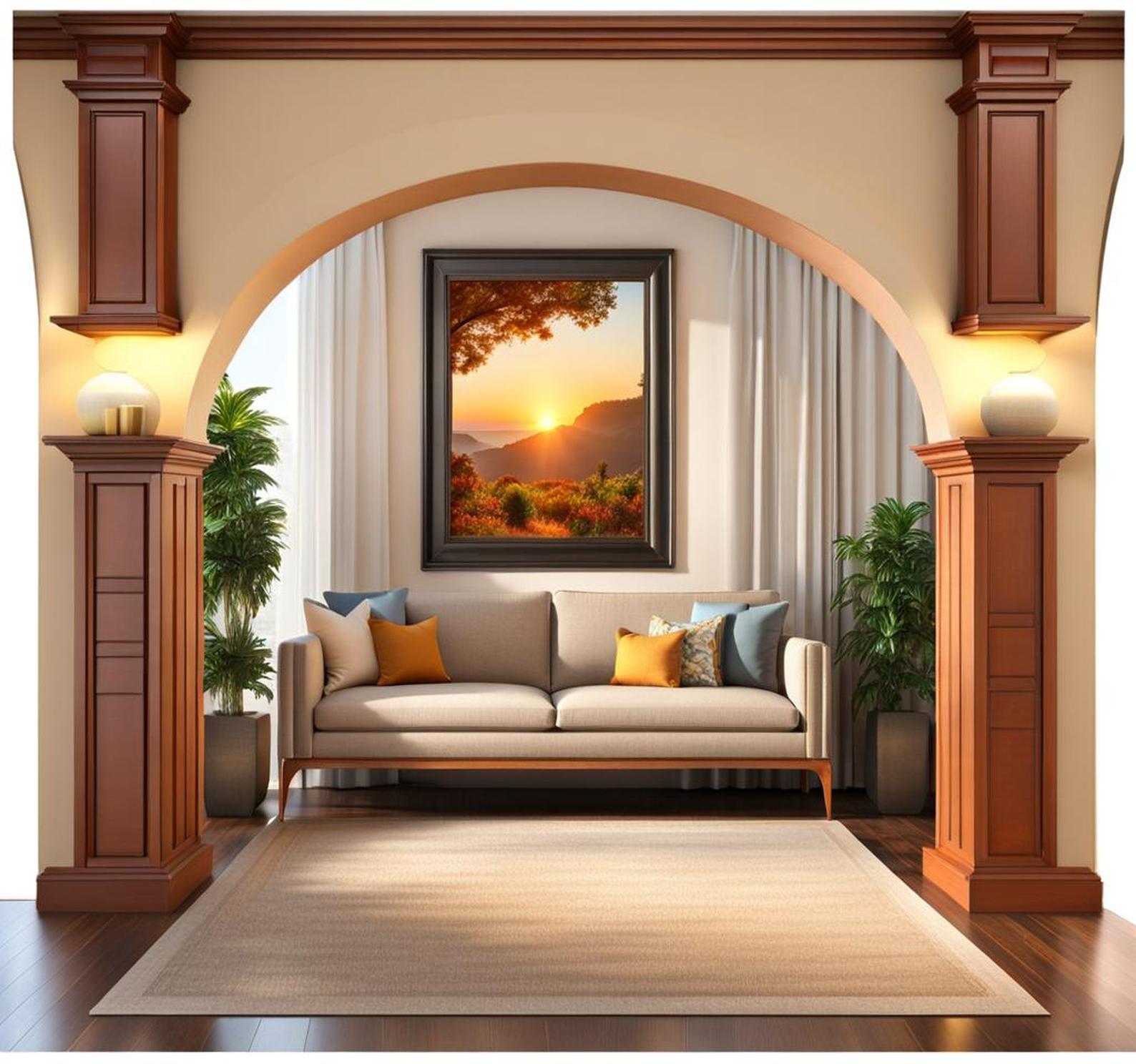 living room archway decor