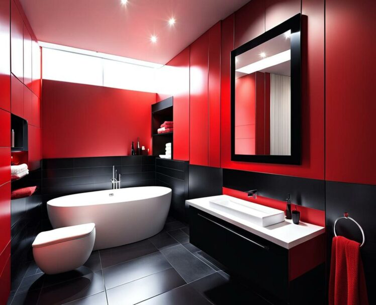 Dramatically Transform Your Bathroom With Red and Black Design Ideas