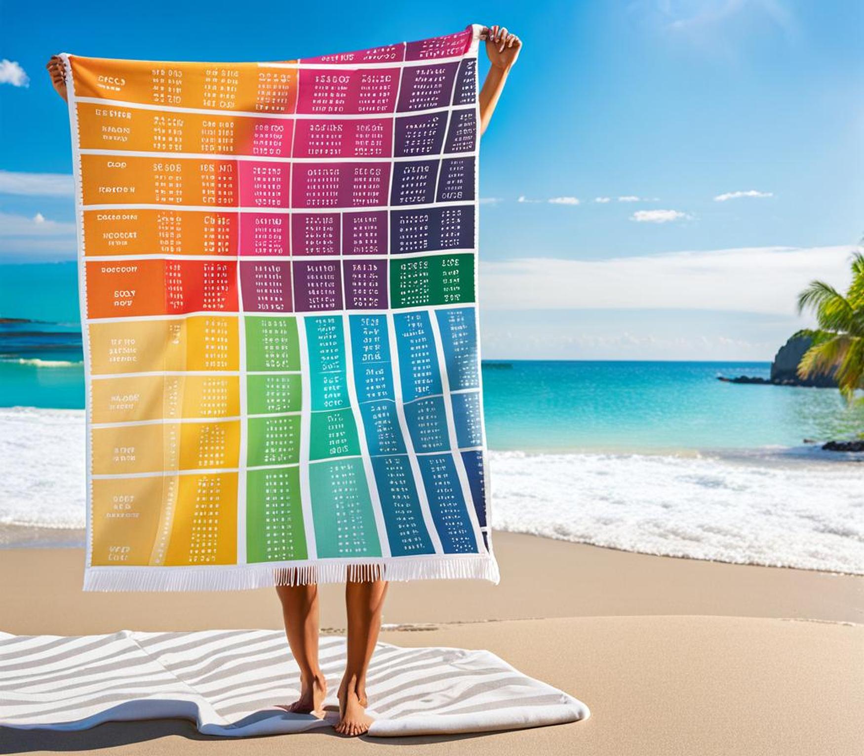 beach towel size chart