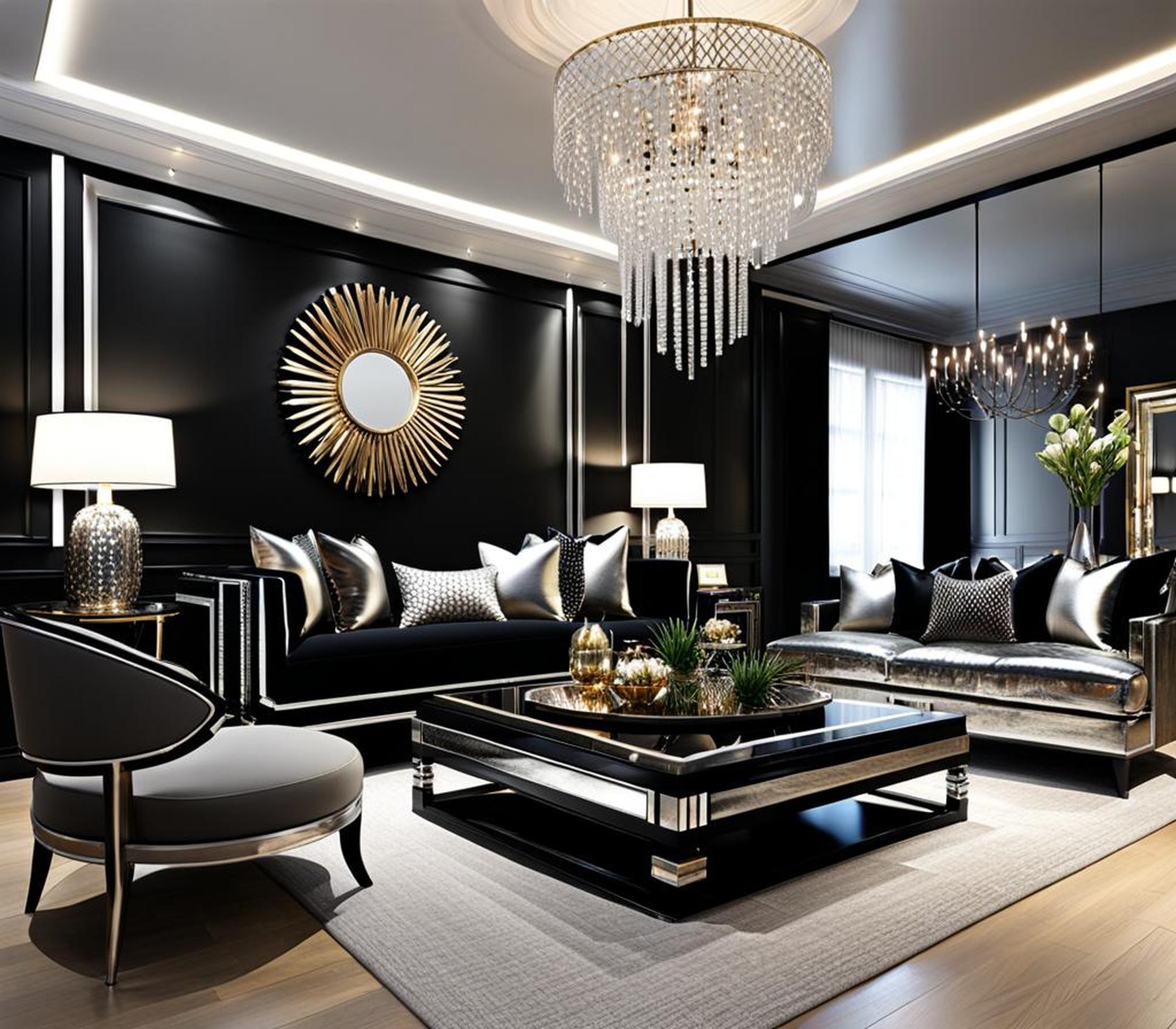 black and silver living room decor