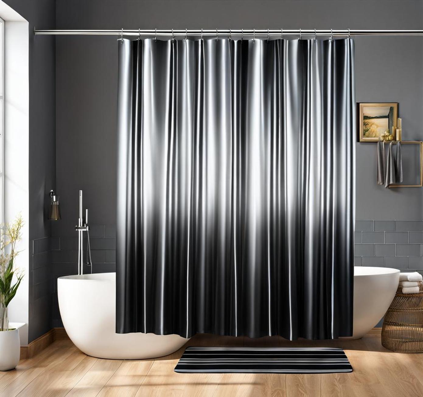 black and silver shower curtain set