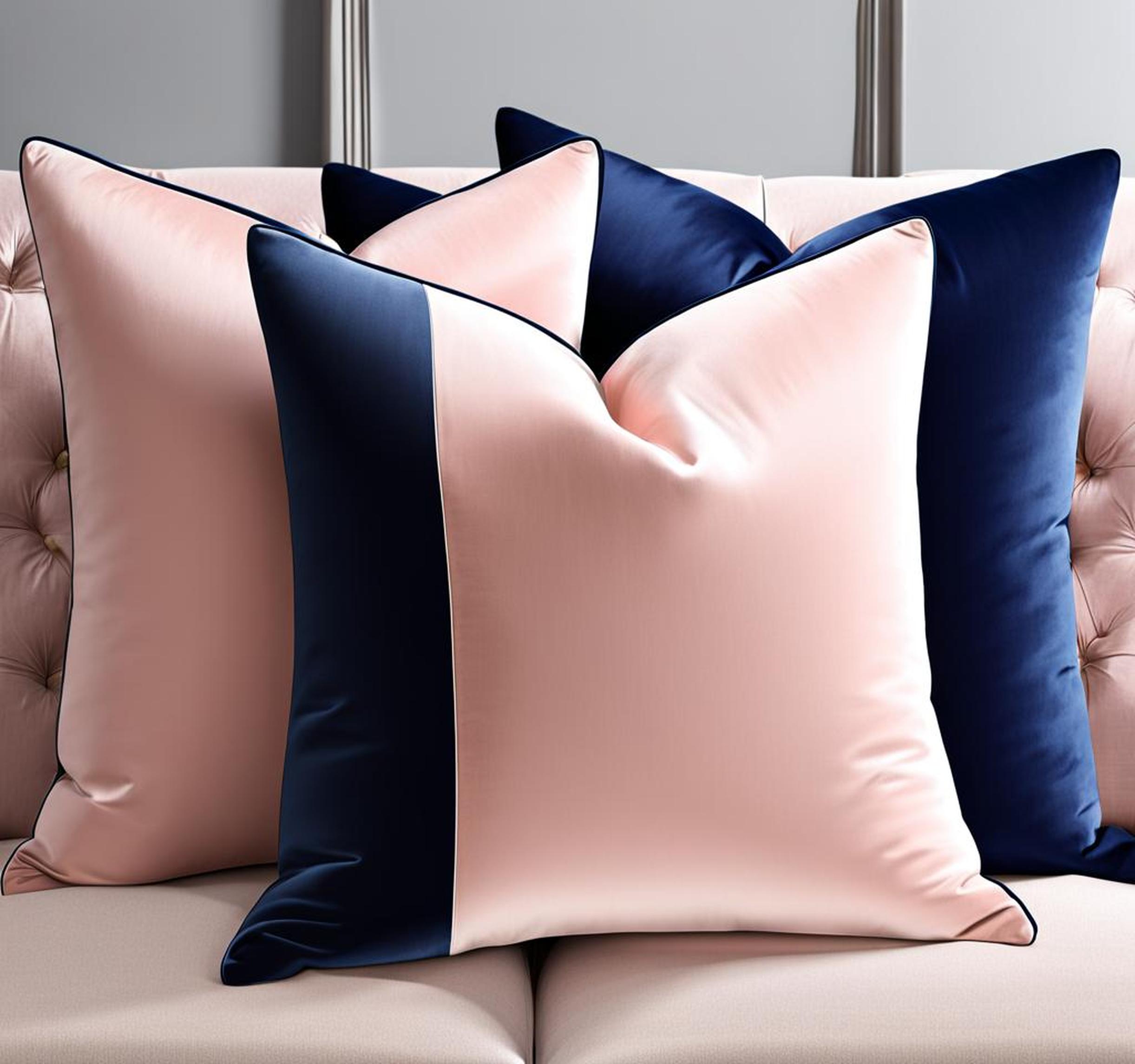 blush and navy pillows