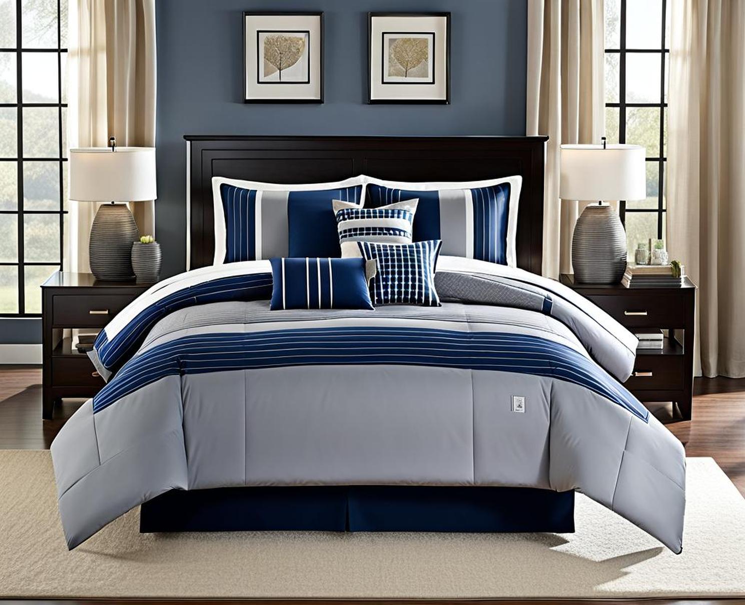 blue and grey king comforter set