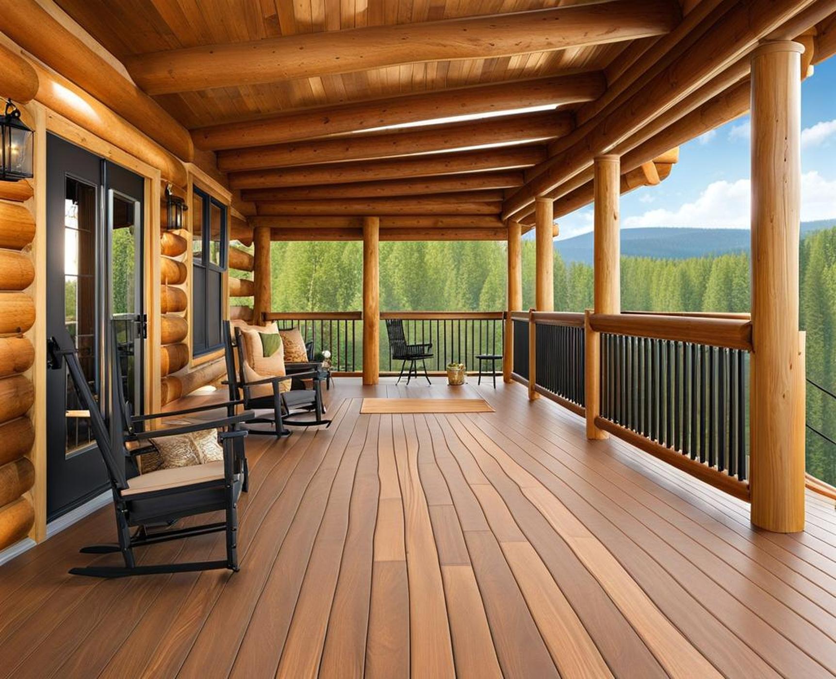 log cabin deck railing ideas