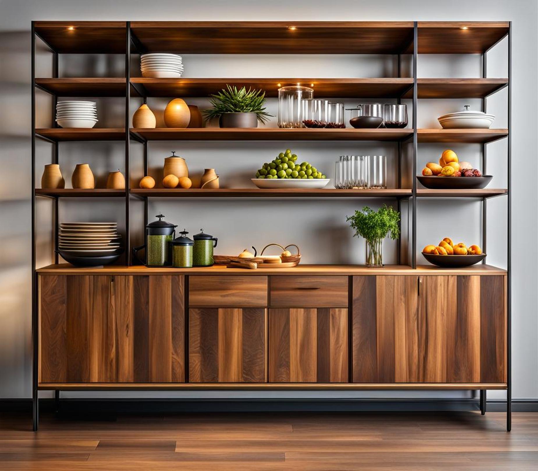 buffet with shelves above