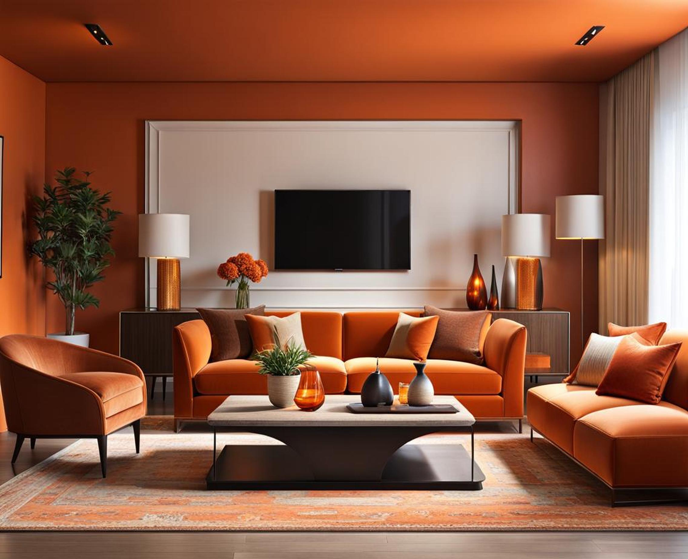 burnt orange decor for living room
