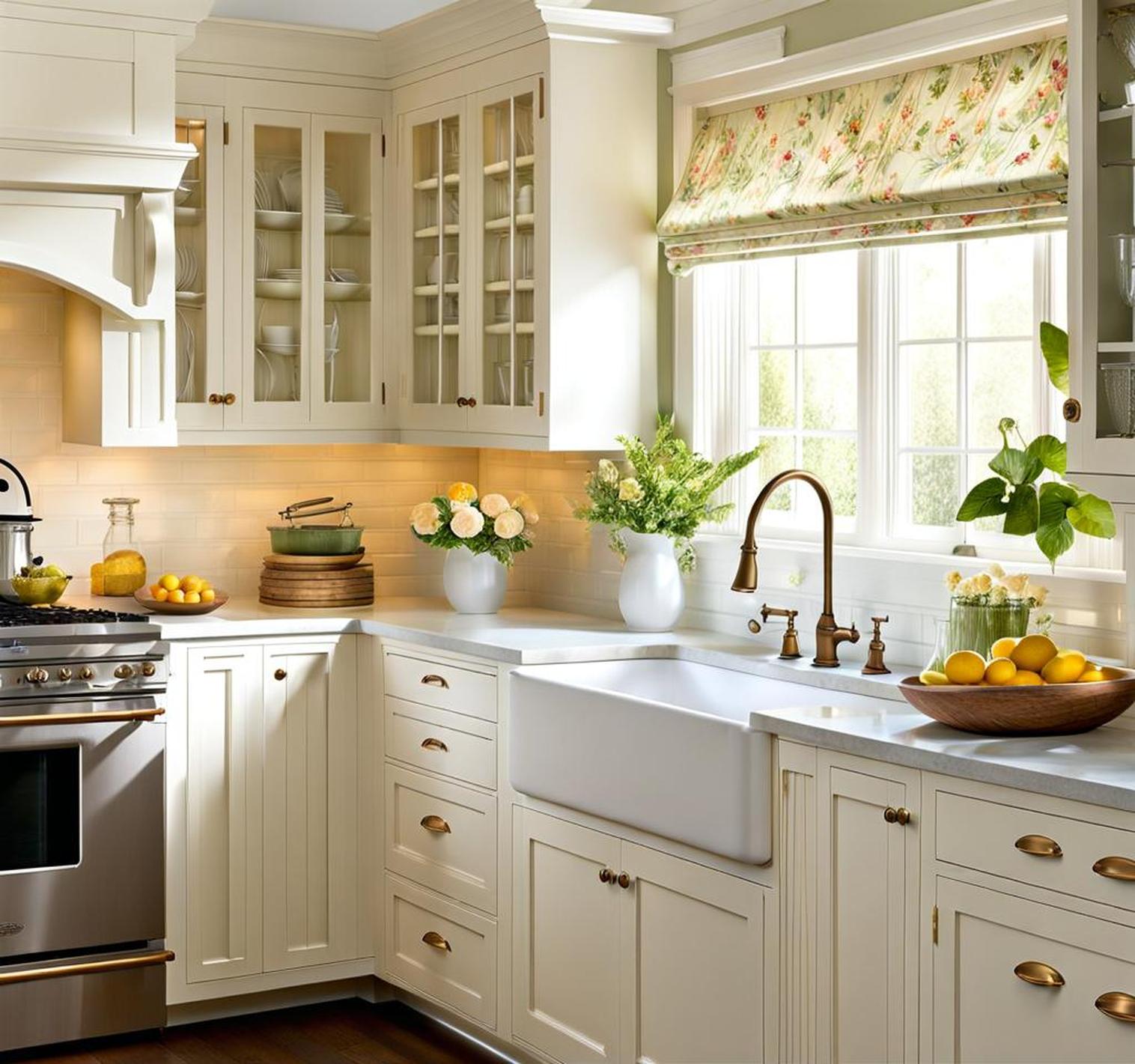 cottage kitchens with white cabinets