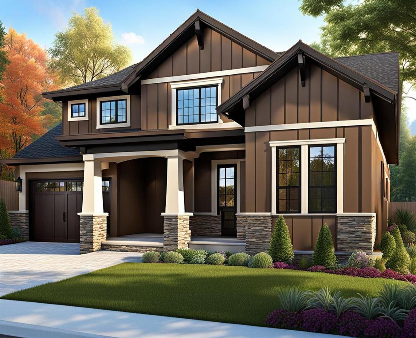 exterior house colors with dark brown trim