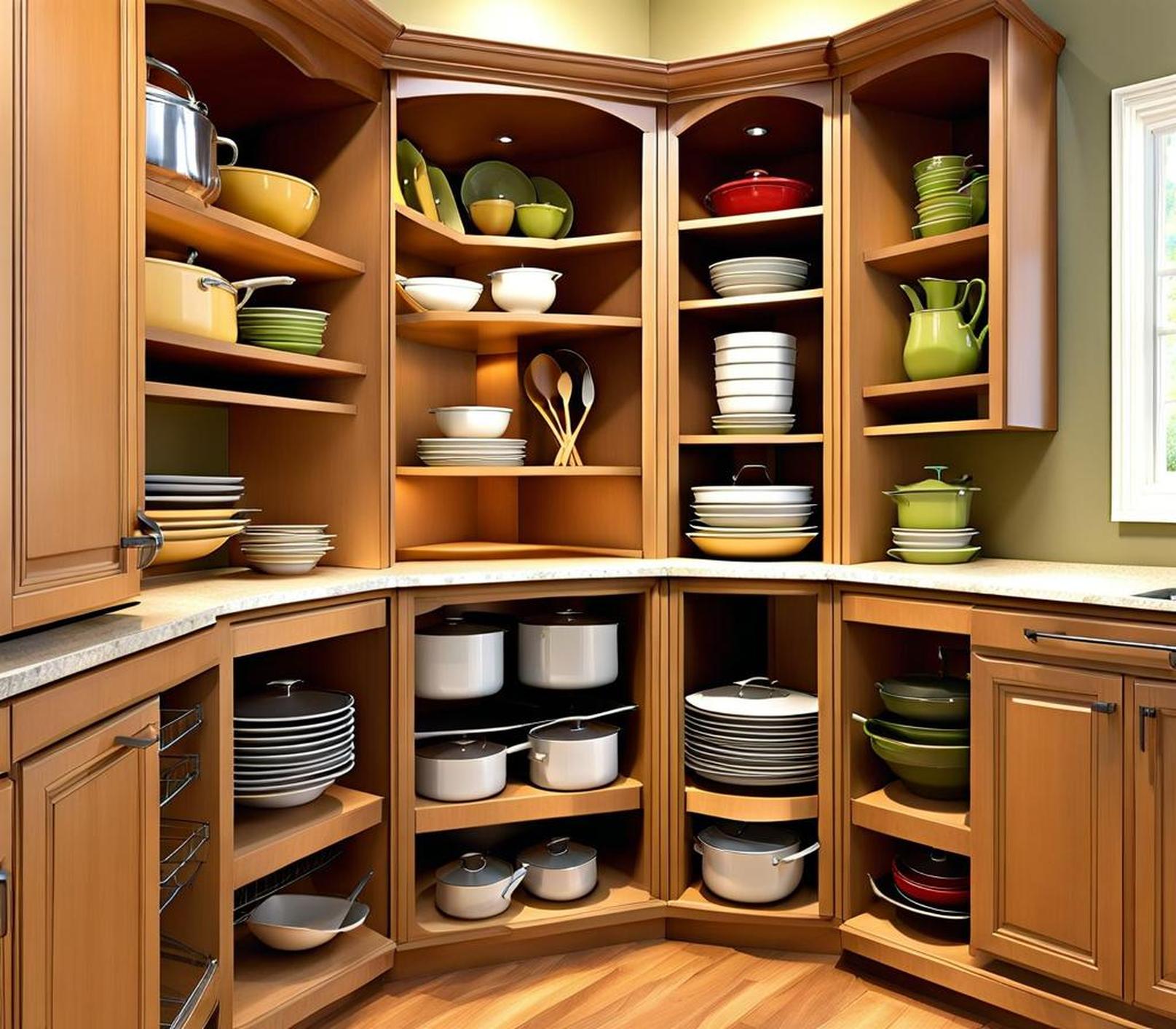 organization for corner kitchen cabinet