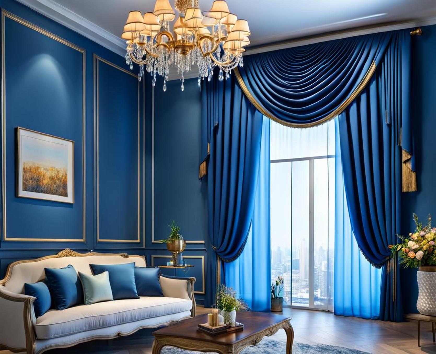 curtains with blue in them