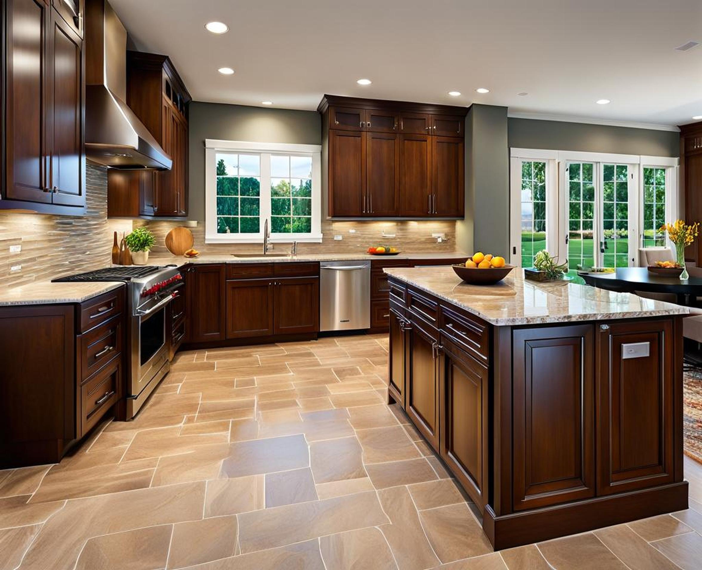 kitchen cabinets countertops and flooring combinations