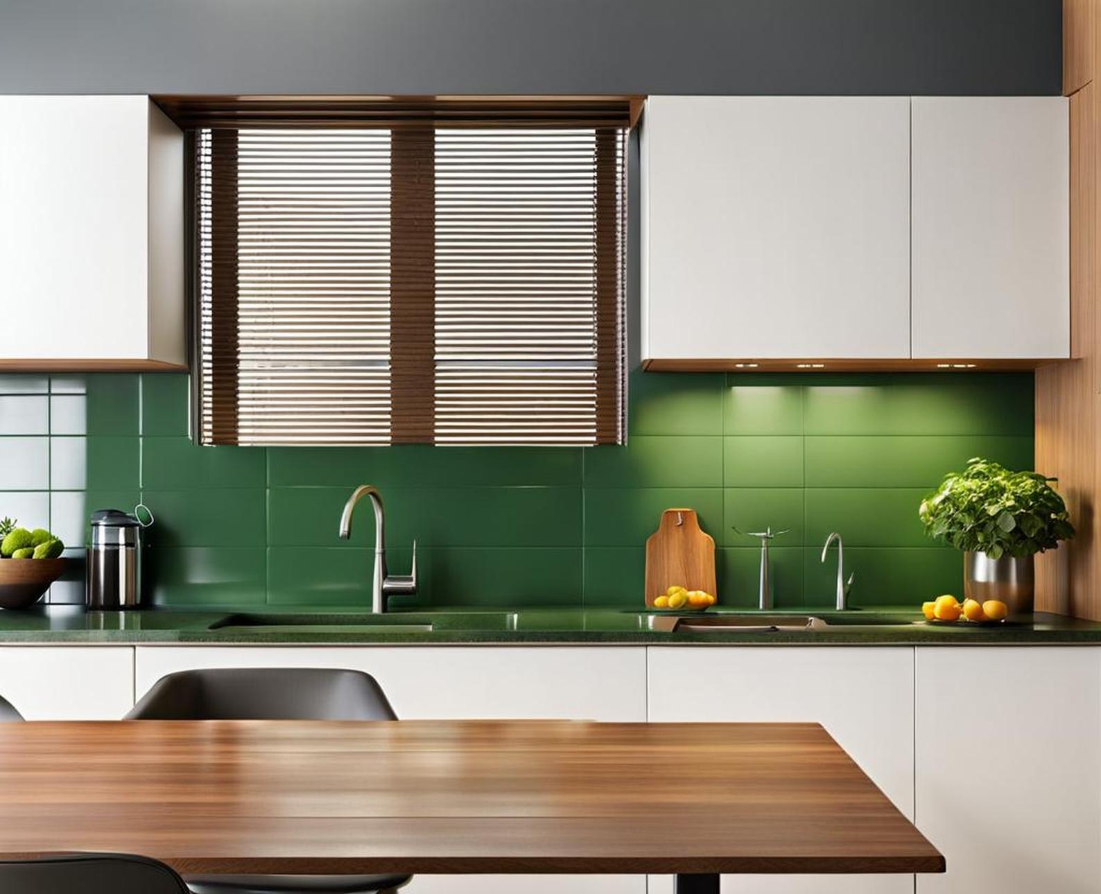 kitchen with dark green countertops