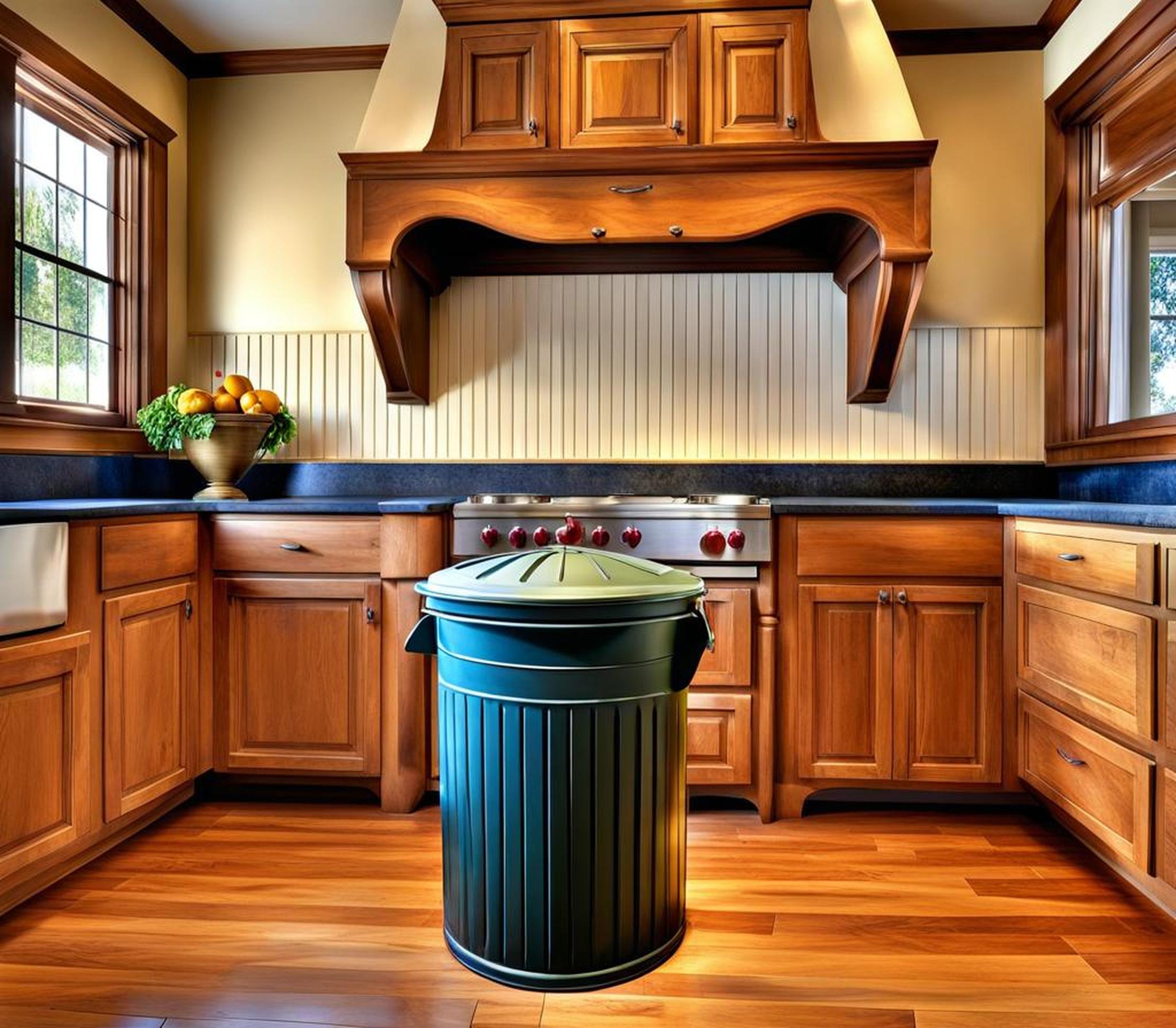 country kitchen old fashioned wood garbage can