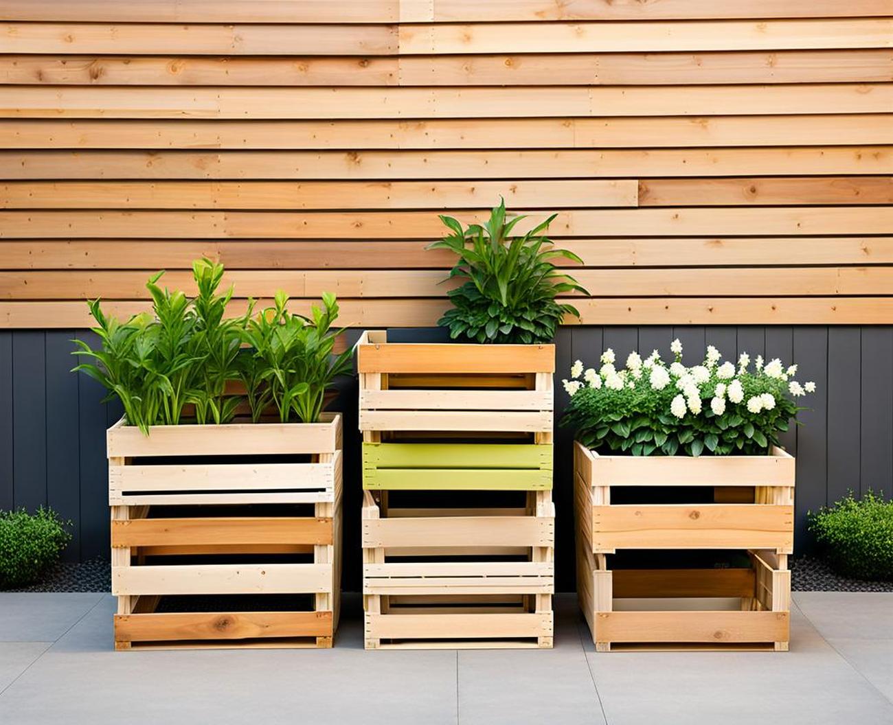 wooden crates as planters