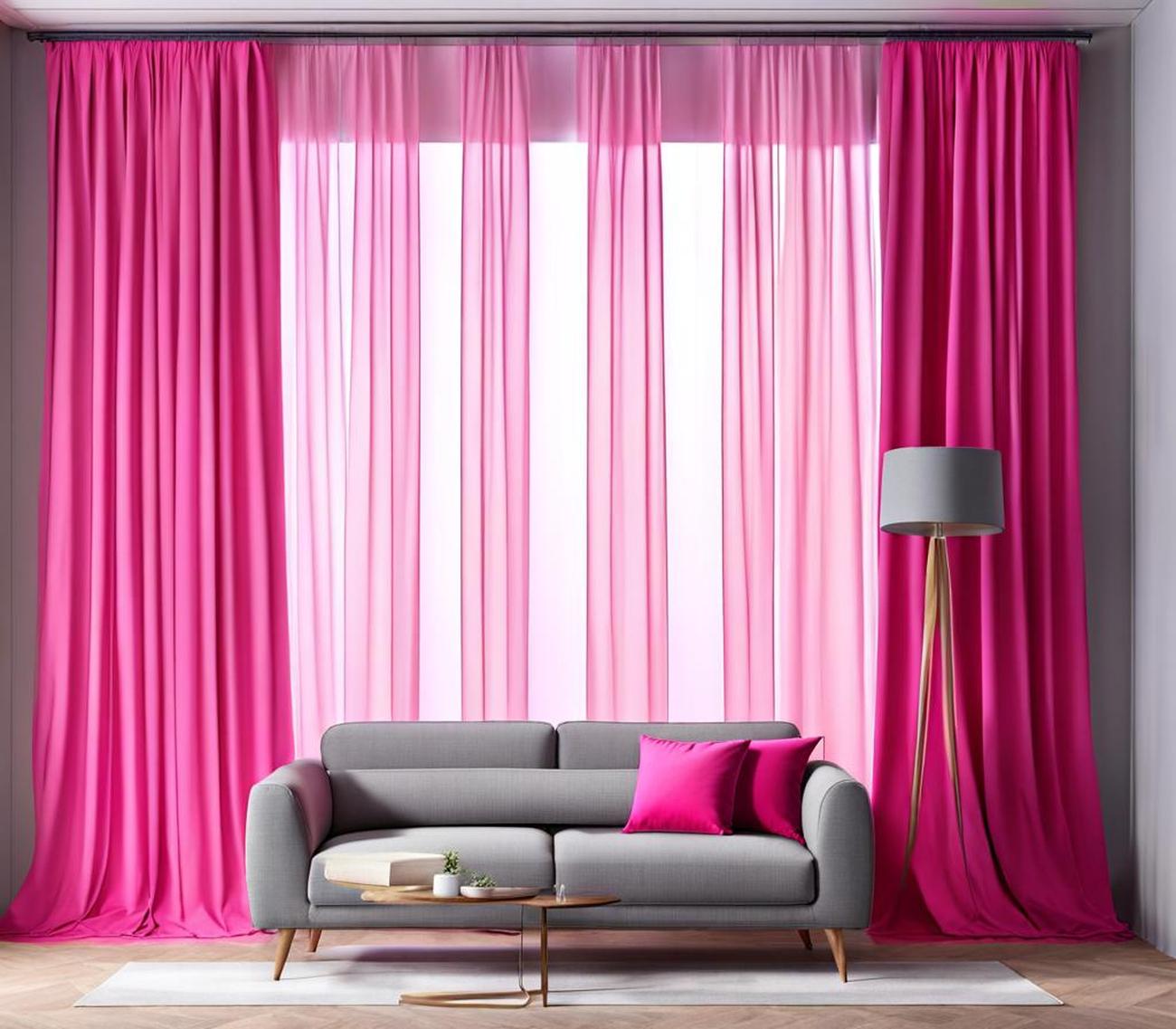 pink n grey curtains