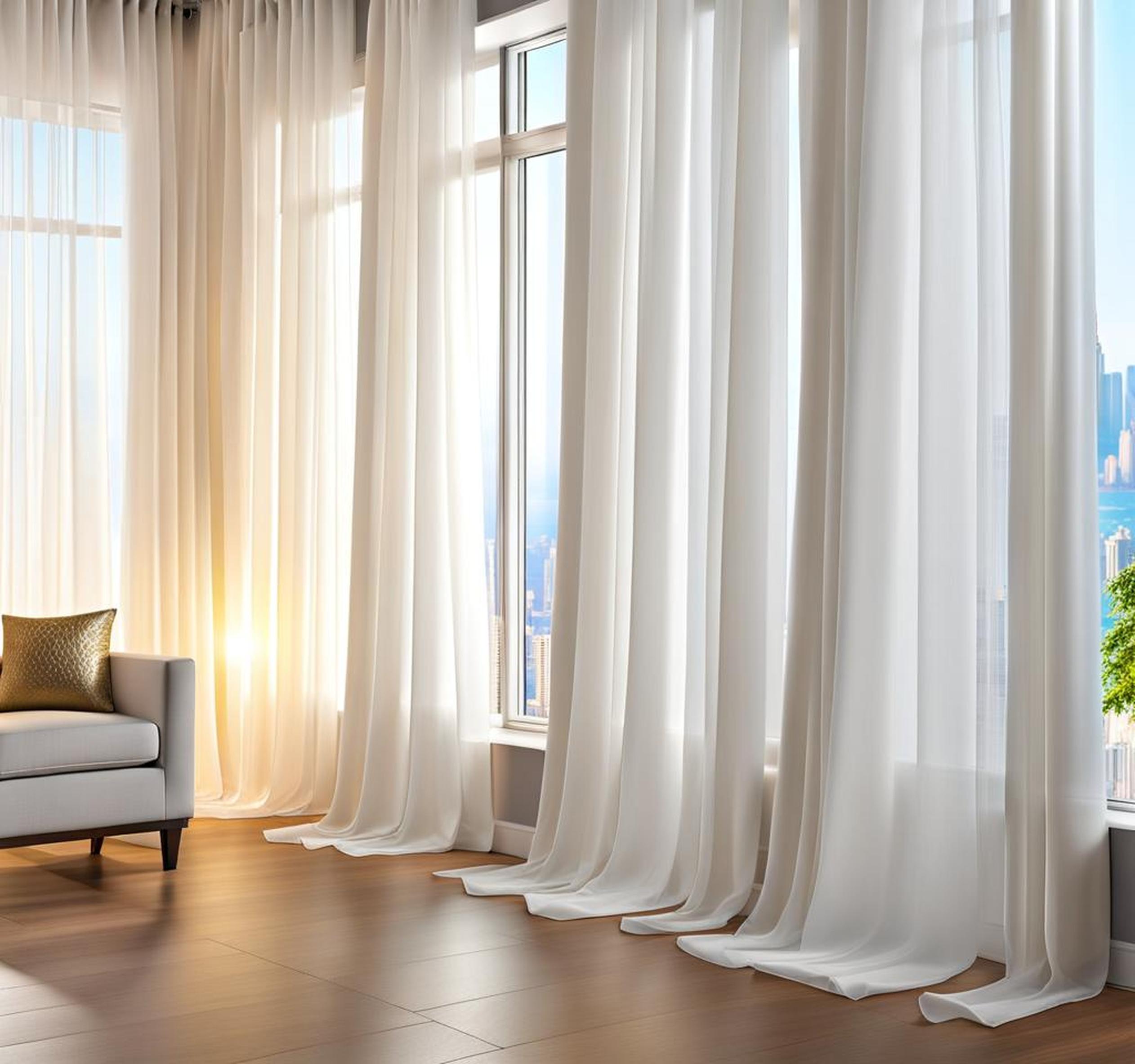 white sheer curtains with grommets