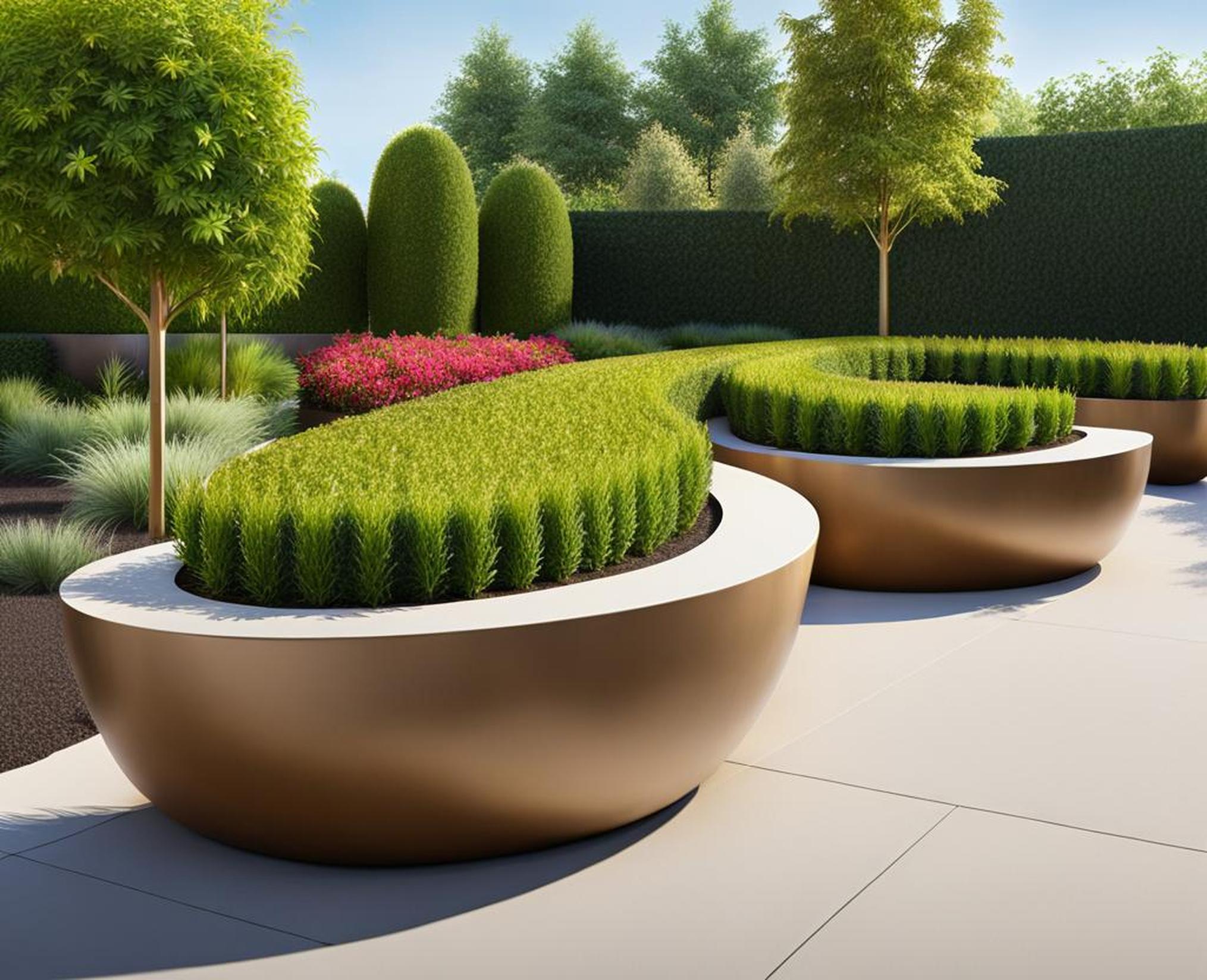 curved planter boxes outdoor
